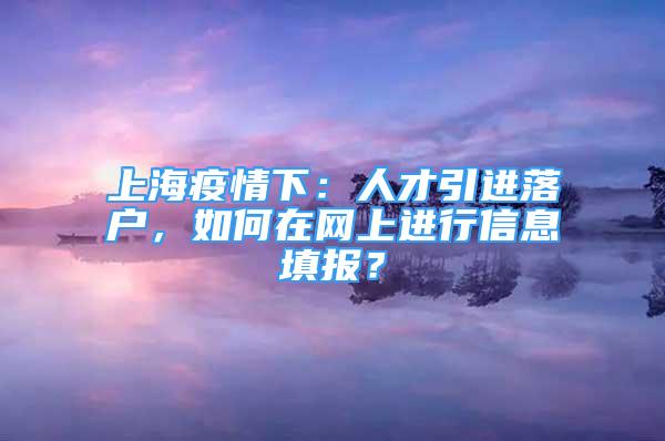 上海疫情下：人才引进落户，如何在网上进行信息填报？