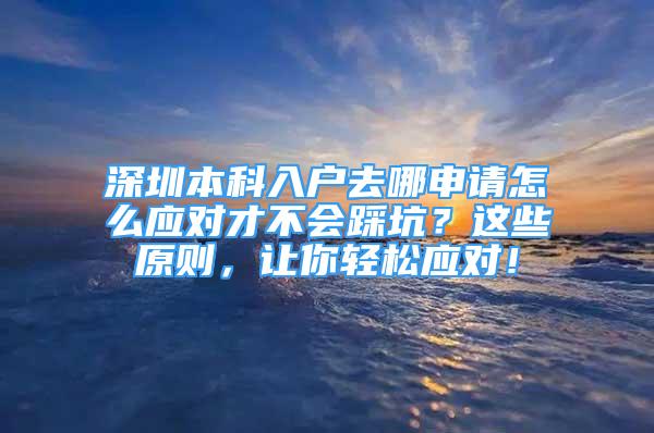 深圳本科入户去哪申请怎么应对才不会踩坑？这些原则，让你轻松应对！