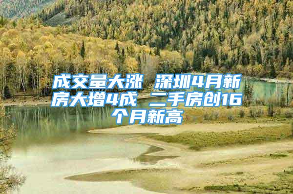 成交量大涨 深圳4月新房大增4成 二手房创16个月新高