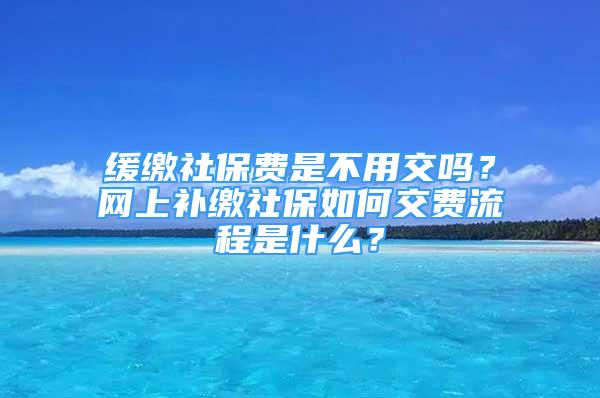 缓缴社保费是不用交吗？网上补缴社保如何交费流程是什么？