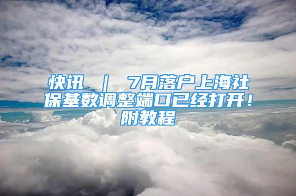 快讯 ｜ 7月落户上海社保基数调整端口已经打开！附教程