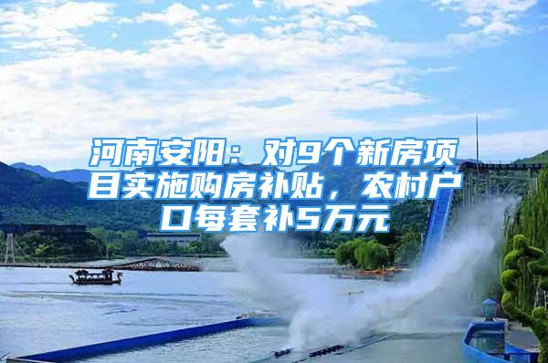 河南安阳：对9个新房项目实施购房补贴，农村户口每套补5万元