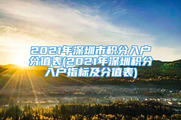 2021年深圳市积分入户分值表(2021年深圳积分入户指标及分值表)