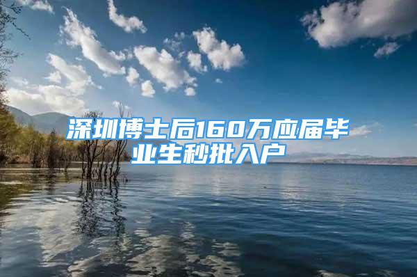 深圳博士后160万应届毕业生秒批入户