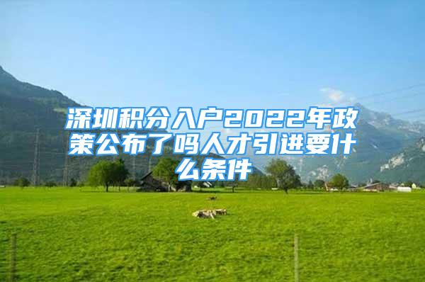 深圳积分入户2022年政策公布了吗人才引进要什么条件