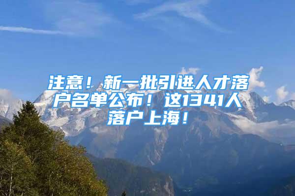 注意！新一批引进人才落户名单公布！这1341人落户上海！