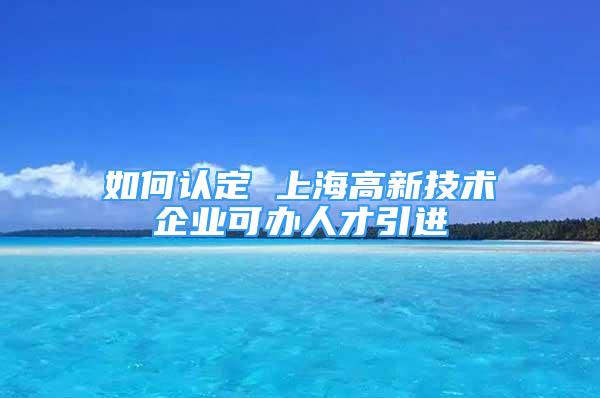 如何认定 上海高新技术企业可办人才引进