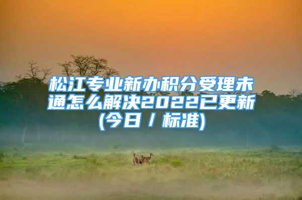 松江专业新办积分受理未通怎么解决2022已更新(今日／标准)