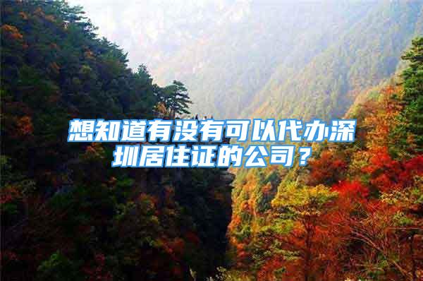 想知道有没有可以代办深圳居住证的公司？