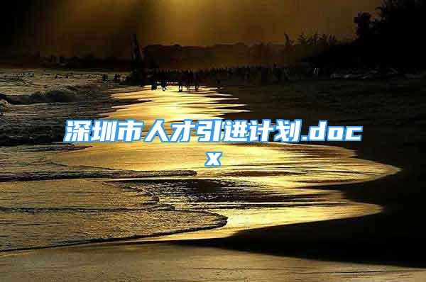 深圳市人才引进计划.docx