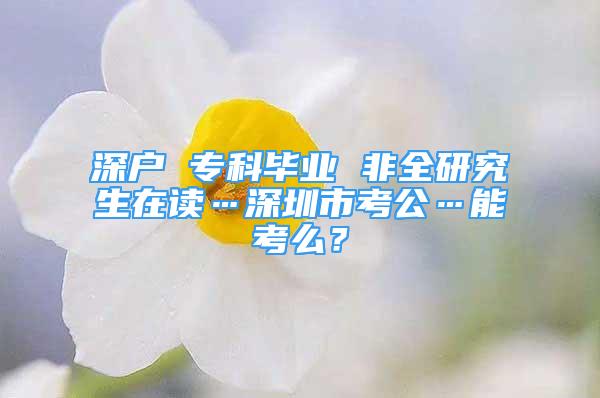 深户 专科毕业 非全研究生在读…深圳市考公…能考么？