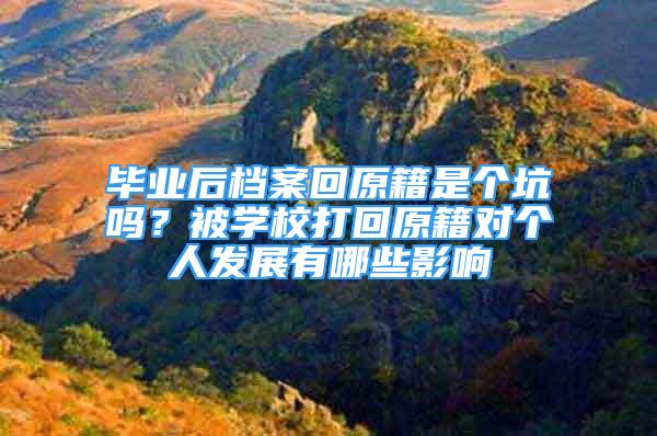 毕业后档案回原籍是个坑吗？被学校打回原籍对个人发展有哪些影响