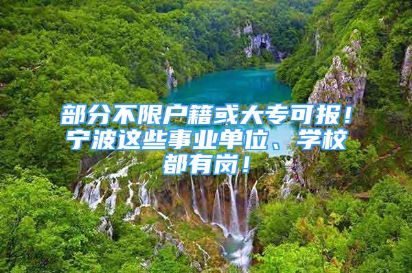 部分不限户籍或大专可报！宁波这些事业单位、学校都有岗！