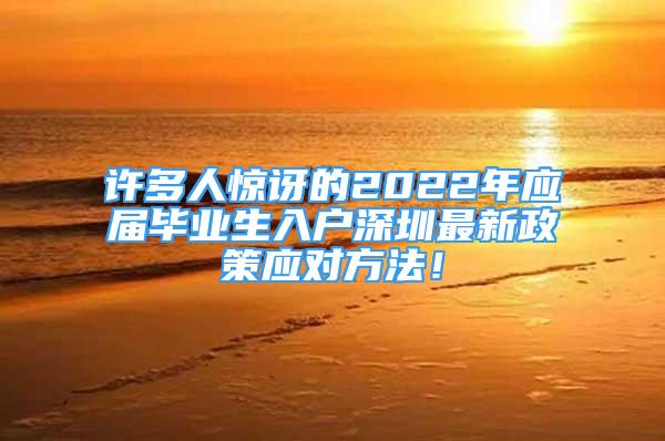 许多人惊讶的2022年应届毕业生入户深圳最新政策应对方法！