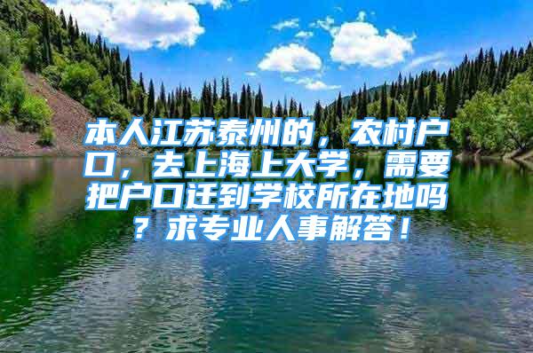 本人江苏泰州的，农村户口，去上海上大学，需要把户口迁到学校所在地吗？求专业人事解答！