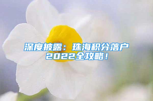 深度披露：珠海积分落户2022全攻略！