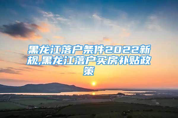 黑龙江落户条件2022新规,黑龙江落户买房补贴政策