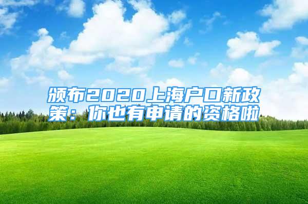 颁布2020上海户口新政策：你也有申请的资格啦