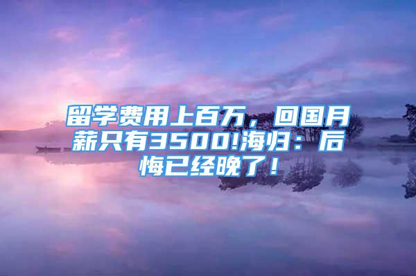 留学费用上百万，回国月薪只有3500!海归：后悔已经晚了！