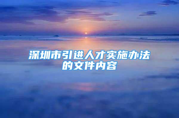 深圳市引进人才实施办法的文件内容