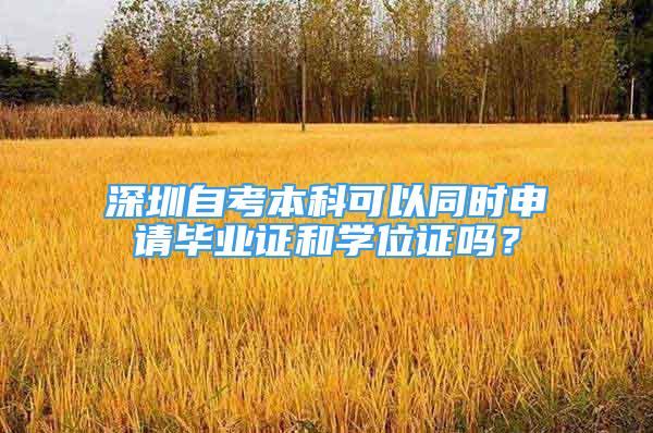 深圳自考本科可以同时申请毕业证和学位证吗？