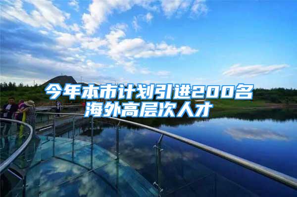 今年本市计划引进200名海外高层次人才