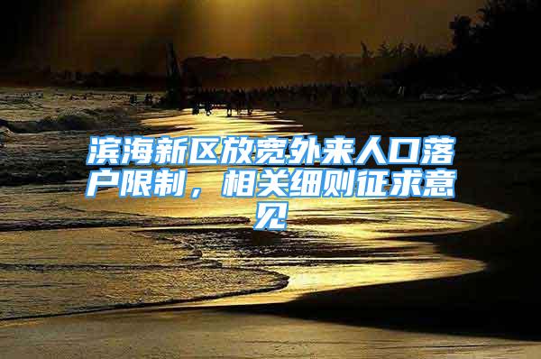 滨海新区放宽外来人口落户限制，相关细则征求意见