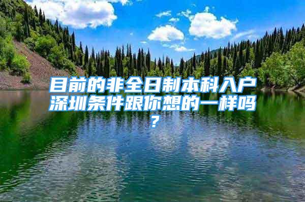 目前的非全日制本科入户深圳条件跟你想的一样吗？