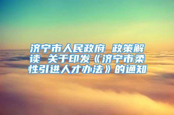 济宁市人民政府 政策解读 关于印发《济宁市柔性引进人才办法》的通知