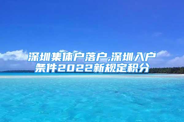 深圳集体户落户,深圳入户条件2022新规定积分