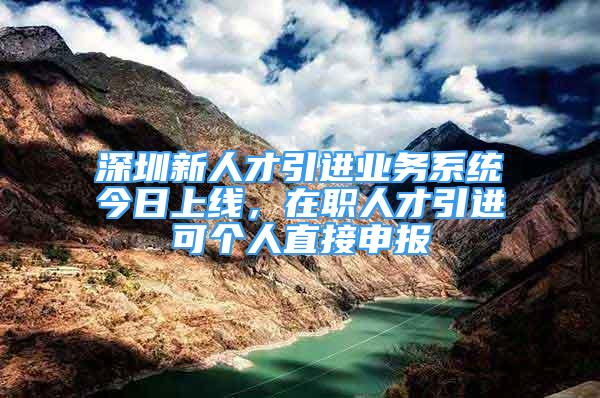 深圳新人才引进业务系统今日上线，在职人才引进可个人直接申报