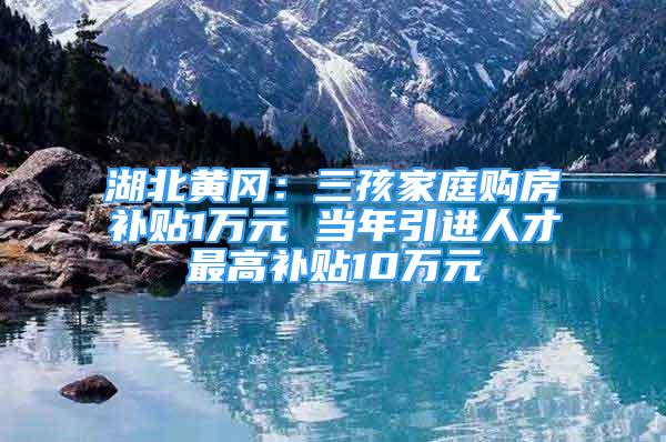 湖北黄冈：三孩家庭购房补贴1万元 当年引进人才最高补贴10万元