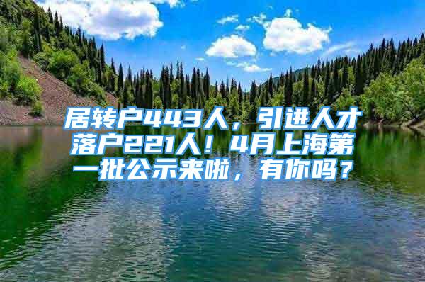 居转户443人，引进人才落户221人！4月上海第一批公示来啦，有你吗？