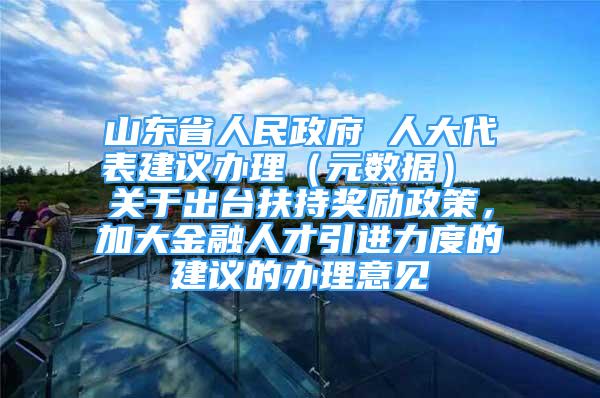 山东省人民政府 人大代表建议办理（元数据） 关于出台扶持奖励政策，加大金融人才引进力度的建议的办理意见