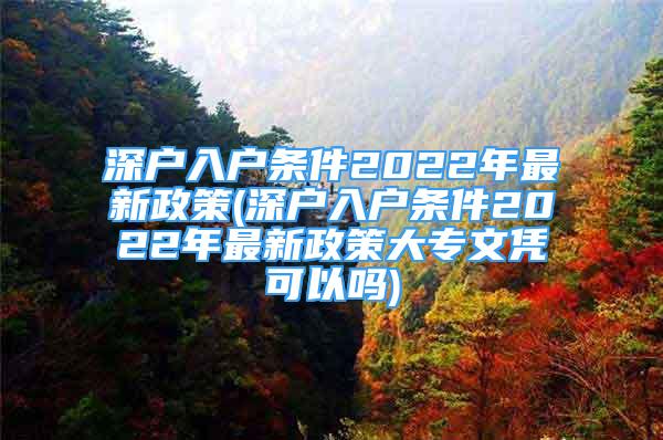 深户入户条件2022年最新政策(深户入户条件2022年最新政策大专文凭可以吗)