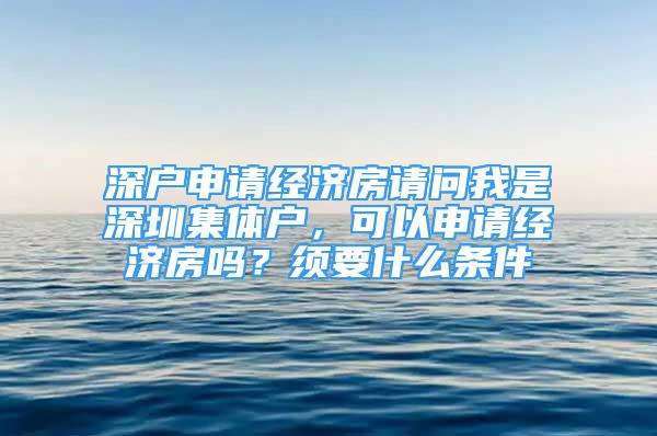 深户申请经济房请问我是深圳集体户，可以申请经济房吗？须要什么条件