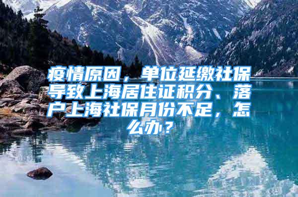 疫情原因，单位延缴社保导致上海居住证积分、落户上海社保月份不足，怎么办？