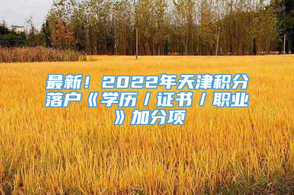 最新！2022年天津积分落户《学历／证书／职业》加分项