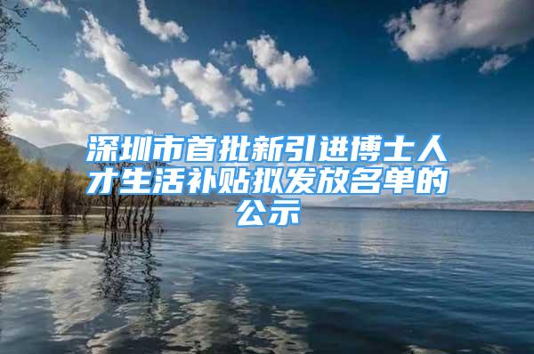 深圳市首批新引进博士人才生活补贴拟发放名单的公示