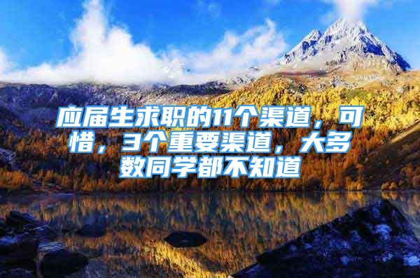 应届生求职的11个渠道，可惜，3个重要渠道，大多数同学都不知道