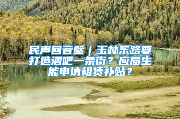 民声回音壁｜玉林东路要打造酒吧一条街？应届生能申请租赁补贴？