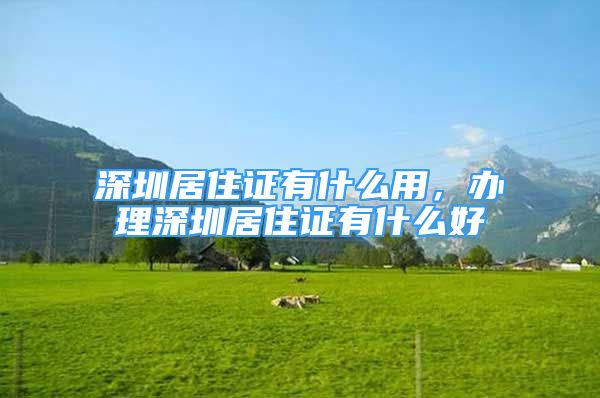 深圳居住证有什么用，办理深圳居住证有什么好