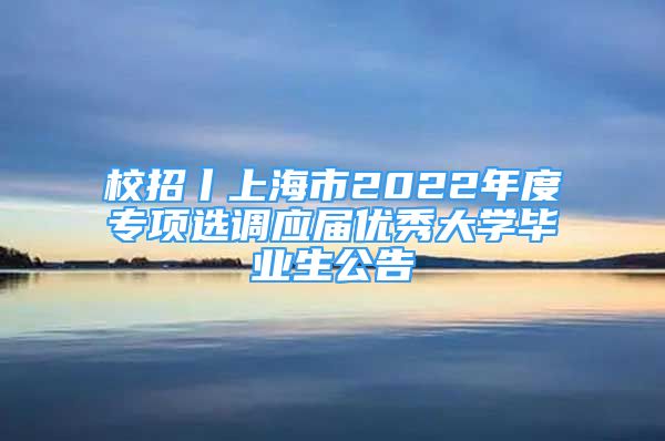 校招丨上海市2022年度专项选调应届优秀大学毕业生公告