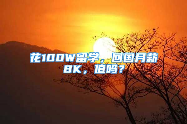 花100W留学，回国月薪8K，值吗？