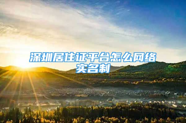 深圳居住证平台怎么网络实名制