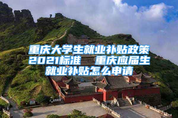 重庆大学生就业补贴政策2021标准  重庆应届生就业补贴怎么申请