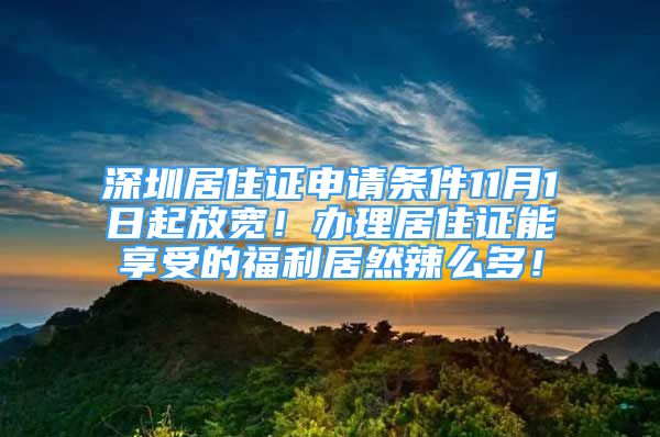 深圳居住证申请条件11月1日起放宽！办理居住证能享受的福利居然辣么多！