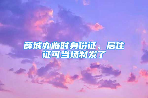 薛城办临时身份证、居住证可当场制发了