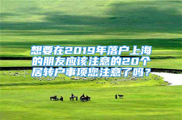 想要在2019年落户上海的朋友应该注意的20个居转户事项您注意了吗？