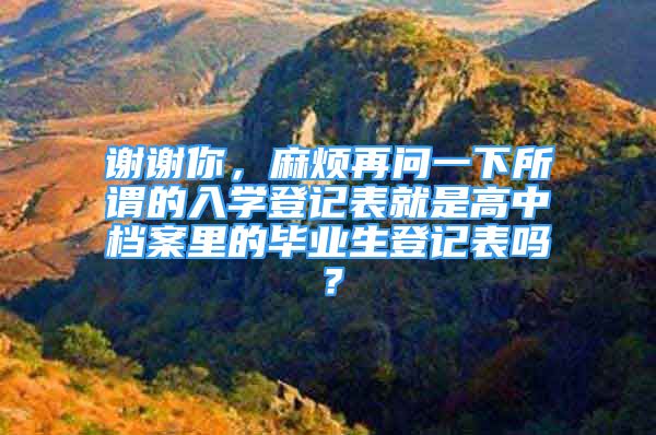 谢谢你，麻烦再问一下所谓的入学登记表就是高中档案里的毕业生登记表吗？